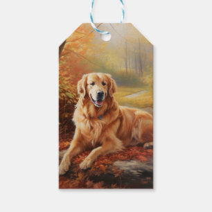 Golden Retriever in Autumn Leaves Herfst Inspire Cadeaulabel