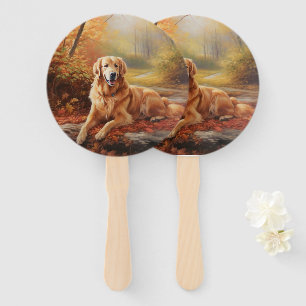 Golden Retriever in Autumn Leaves Herfst Inspire Handwaaier