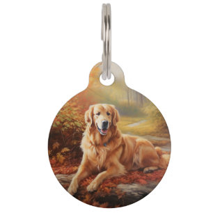 Golden Retriever in Autumn Leaves Herfst Inspire Huisdierpenning