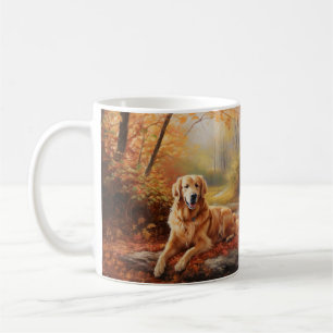 Golden Retriever in Autumn Leaves Herfst Inspire Koffiemok
