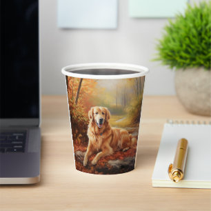Golden Retriever in Autumn Leaves Herfst Inspire Papieren Bekers