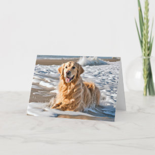 Golden Retriever in Beach Wave Kaart