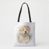 Golden Retriever in Bloemen Draagtas (Voorkant)
