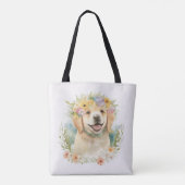 Golden Retriever in Bloemen Draagtas (Achterkant)