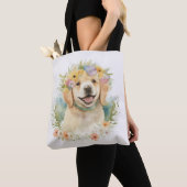 Golden Retriever in Bloemen Draagtas (Dichtbij)