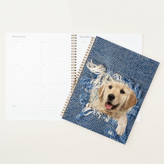 Golden Retriever in Blue Jean Hole Planner (Display)