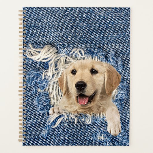 Golden Retriever in Blue Jean Hole Planner (Voorkant)