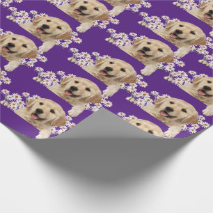 Golden Retriever in dagboeken op paars Cadeaupapier