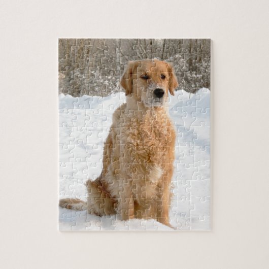 Golden Retriever in de sneeuw Legpuzzel (Verticaal)