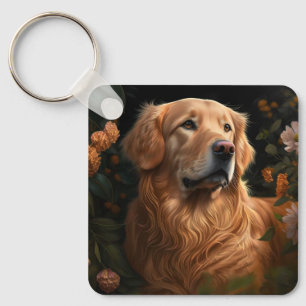 Golden Retriever in de tuin - Sleutelhanger