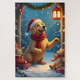 Golden Retriever in de werkplaats van de Kerstman Legpuzzel
