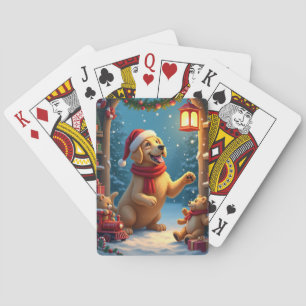 Golden Retriever in de werkplaats van de Kerstman Pokerkaarten