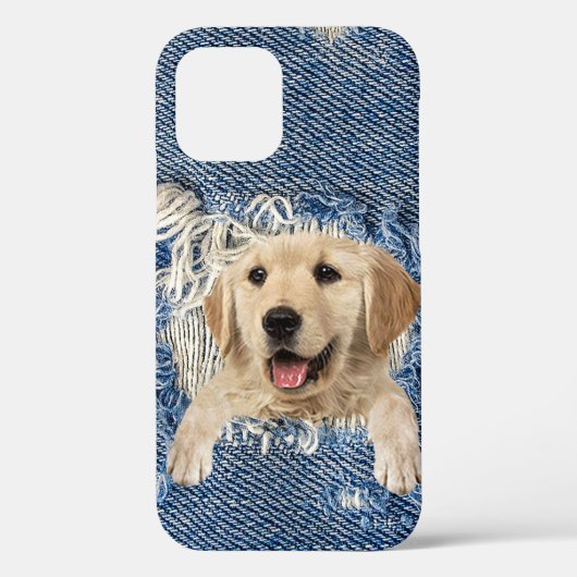 Golden Retriever in Denim Hole Case-Mate iPhone Case (Achterkant)
