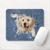 Golden Retriever in Denim Hole Muismat (Met muis)