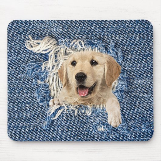 Golden Retriever in Denim Hole Muismat (Voorkant)