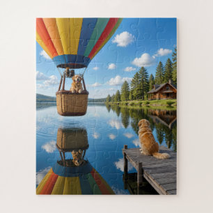 Golden Retriever in een heteluchtballon Legpuzzel
