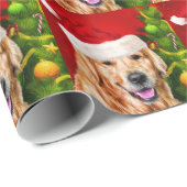 Golden Retriever in een kerstkerstman Cadeaupapier (Rol Hoek)