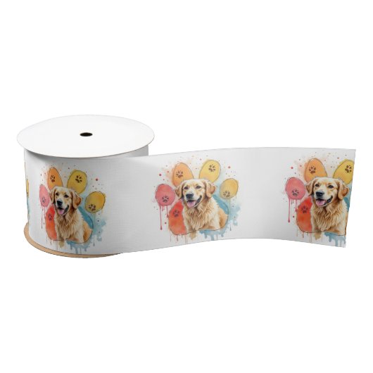 Golden Retriever in een Pawprint Lint (Spoel)