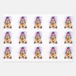 Golden Retriever in een rodelbaan Inpakpapier Vel