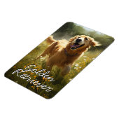 Golden Retriever in een Sunlit Meadow Magneet (Linkerzijde)