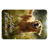 Golden Retriever in een Sunlit Meadow Magneet (Horizontaal)