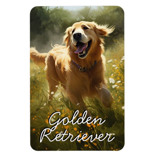 Golden Retriever in een Sunlit Meadow Magneet (Verticaal)