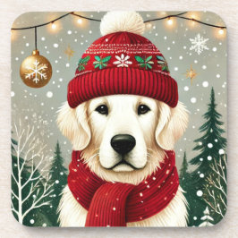 Golden Retriever in Festive Sweater - Cozy Christm Bier Onderzetter