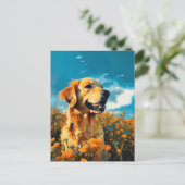 Golden Retriever in Floral Fields - Carte postale (Debout devant)