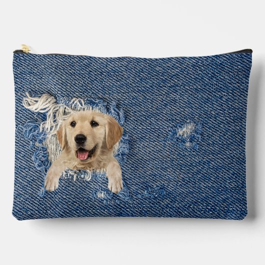 Golden Retriever in Frayed Denim Etui (Voorkant)