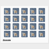Golden Retriever in gerafelde denim stof gat Vierkante Sticker (Vel)