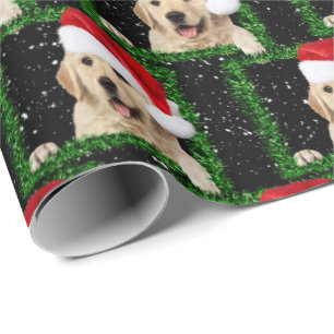 Golden Retriever in groen lijst Cadeaupapier