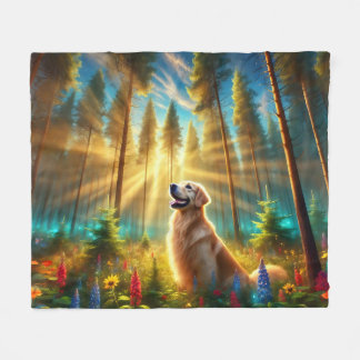 Golden Retriever in het betoverde bos Fleece Deken