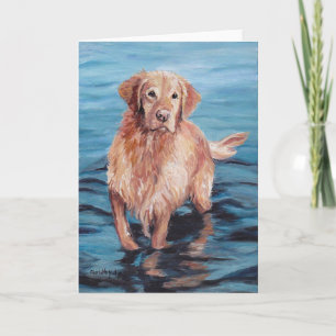 Golden Retriever in het Water Dog Art Wenskaart Kaart