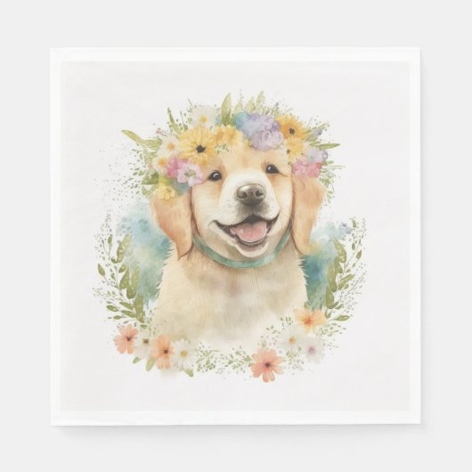 Golden Retriever in Laurel Wreath Servet (Voorkant)