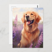 Golden Retriever in Lavendel veld Briefkaart (Voorkant / Achterkant)