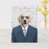 Golden Retriever in pak en zonnebril Kaart (Gele Bloem)