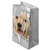 Golden Retriever in papiergat Klein Cadeauzakje (Voorkant Gekanteld)