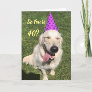 Golden Retriever in Party Pet 40e verjaardag Kaart