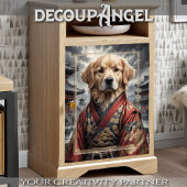 Golden Retriever in Red Kimono - Decoupage - Tissuepapier