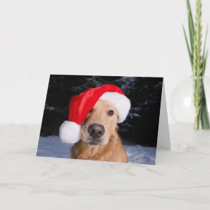 Golden Retriever in Santa Hat Feestdagen Kaart