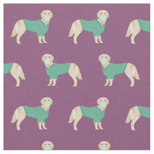 Golden Retriever in schrobben van paars patroon Stof