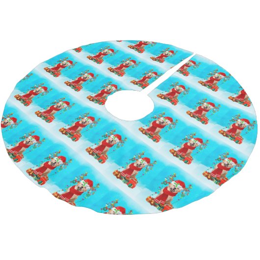 Golden Retriever in sneeuw met kerstcadeaus Kerstboom Rok (Gekanteld)