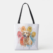 Golden Retriever in Waterverf Paw Print Draagtas (Achterkant)