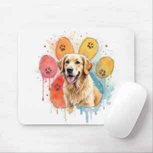 Golden Retriever in Waterverf Paw Print Muismat