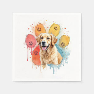 Golden Retriever in Waterverf Paw Print Servet