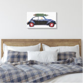 Golden Retriever in zwarte auto met kerstboom Canvas Afdruk (Insitu (Slaapkamer))