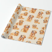Golden Retriever Joy Wrapping Paper Cadeaupapier (Uitgerold)