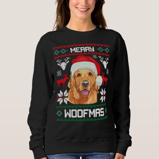 Golden Retriever Joyeux Woofmas Sweat Chien Noël (Devant)