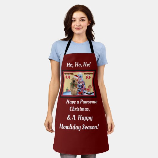 Golden Retriever kerstall-over Print Apron Schort (Gedragen)