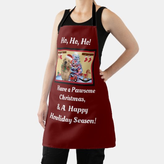 Golden Retriever kerstall-over Print Apron Schort (Insitu)